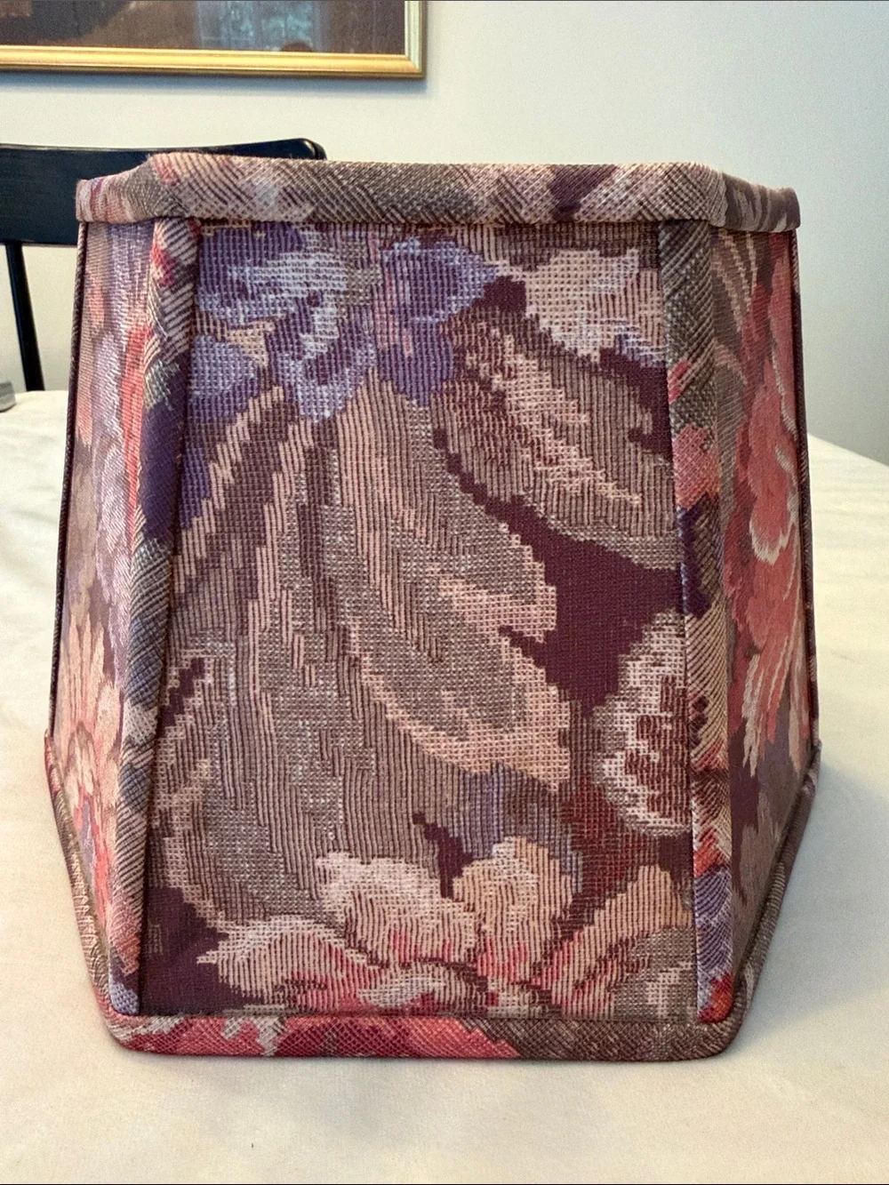 Vintage Floral Tapestry Hexagon Lamp Shade in Plum and Rose